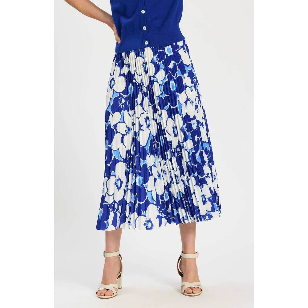 NEW TYLER BOE cara pleated skirt in cerulean floral